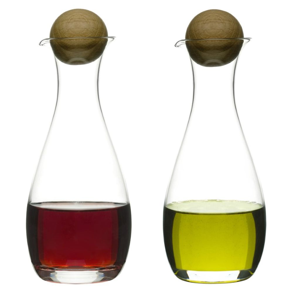 Sagaform Oak Oil/Vinegar Bottles with Oak Stoppers Set Of 2