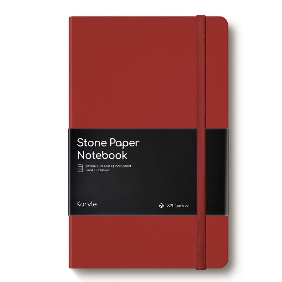 Karvle Lined Hardcover Stone Paper Notebook - Redwood (13 x 21 cm)