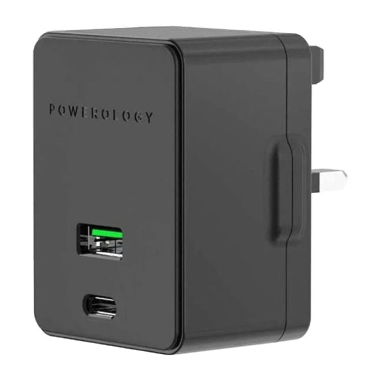 Powerology Dual Port Ultra-Quick PD Charger 36W Black Powerology Dual Port Ultra-Quick PD Charger 36W Black