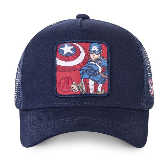 قبعة تراكر بنسيج شبكي تحمل شخصية كابتن أمريكا من مارفل 2 لون أسود من كابس لاب باي فري جان