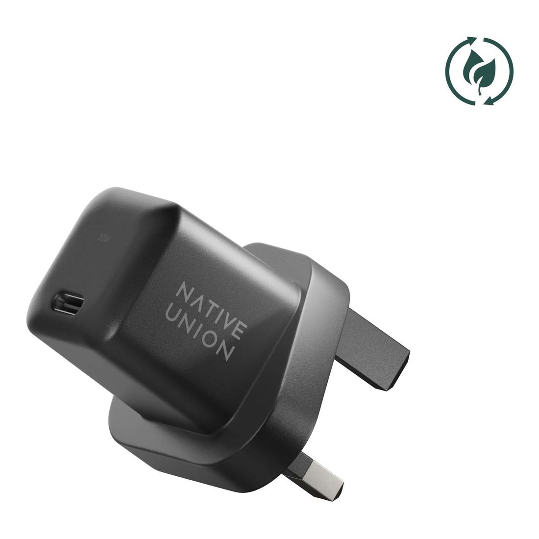 Native Union Fast Gan Charger PD 30W USB-C Port Wall Charger - Black (UK)