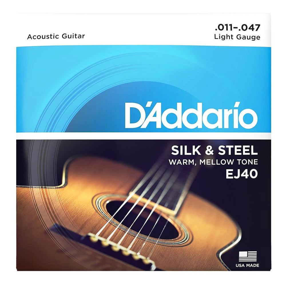 D'Addario Acoustic Guitar String EJ40 Silk & Steel Folk Guitar - 11- 47