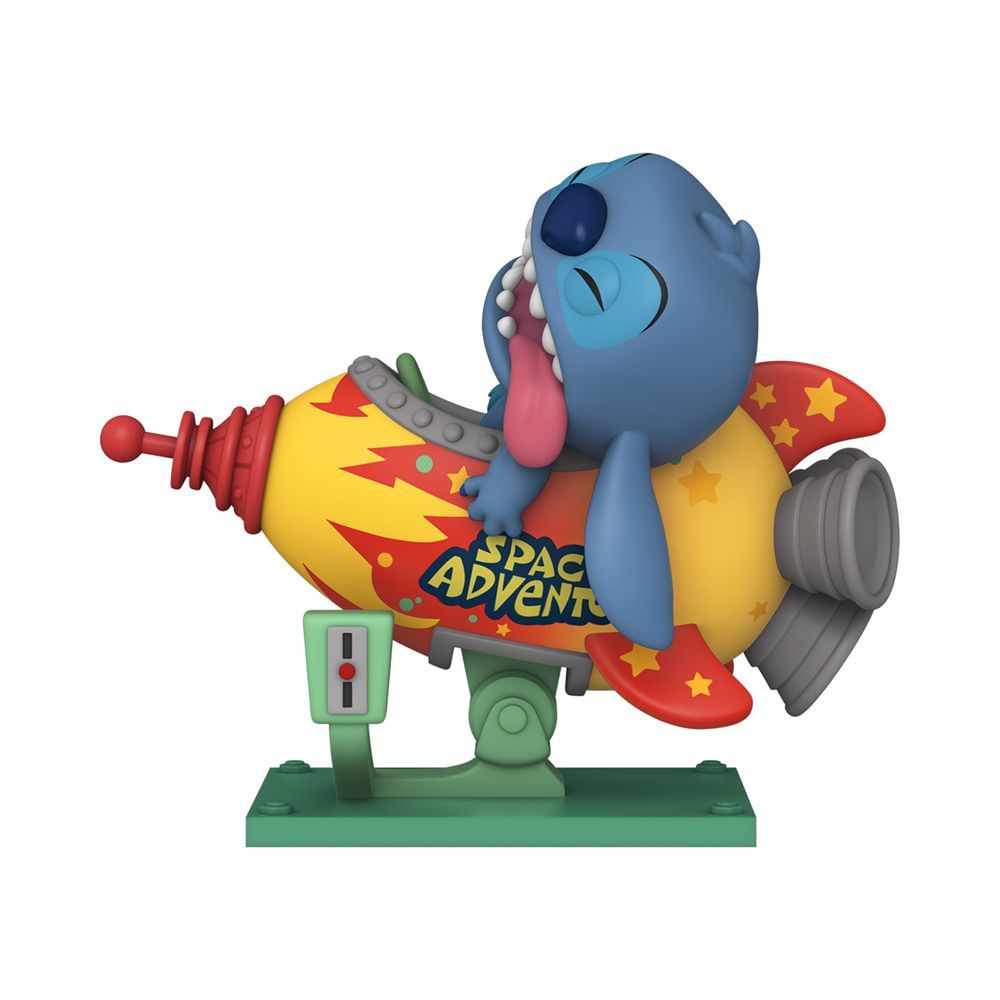 مجسم من الفينيل لشخصية ستيتش يركب صاروخًا من فيلم Lilo & Stitch من فانكو بوب