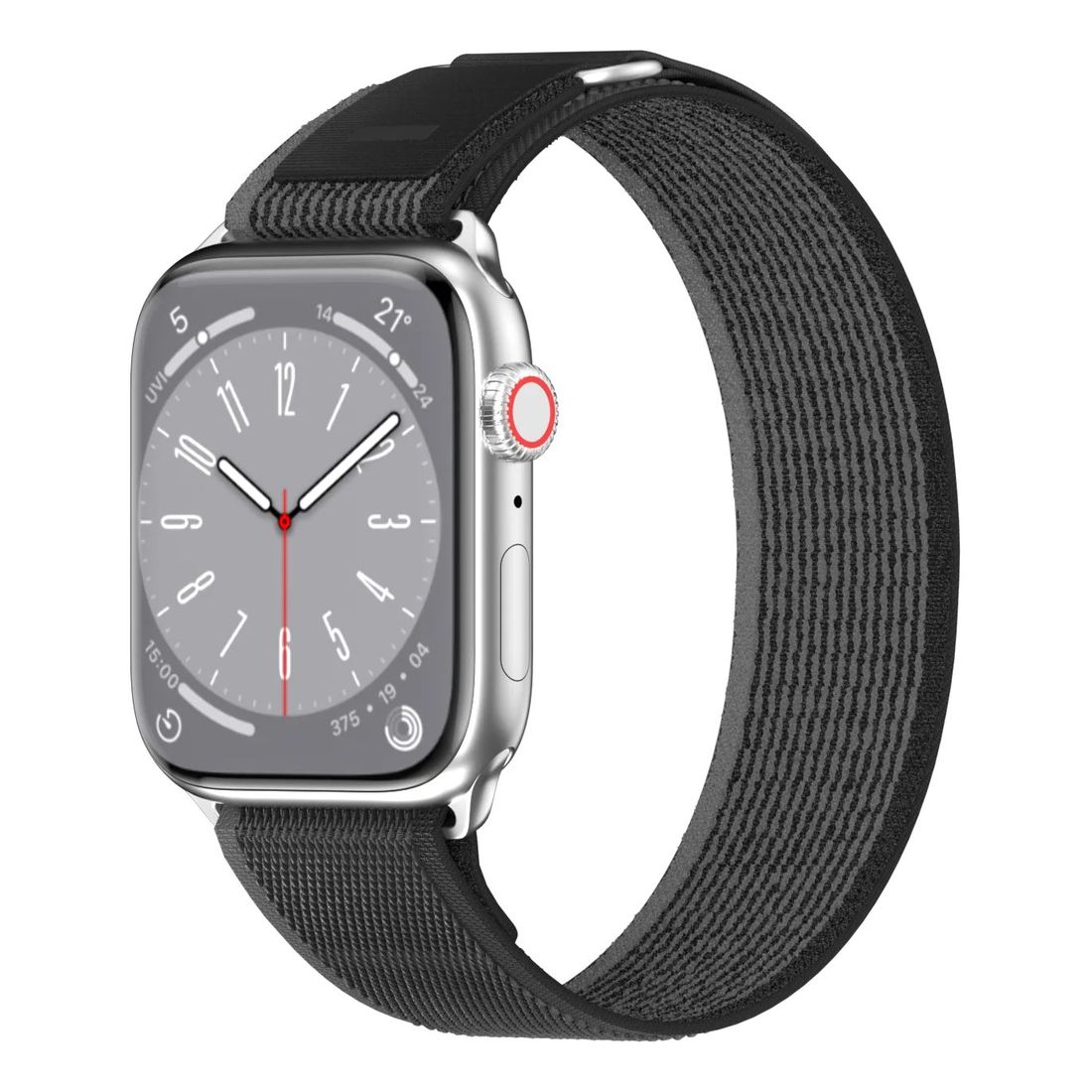 SwitchEasy Flex Woven Nylon Watch Loop for Apple Watch 42/44/45/49mm - Black/Grey