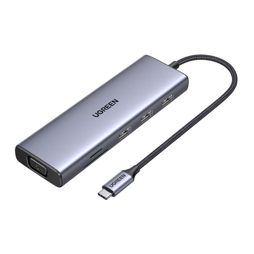 UGREEN 9-in-1 USB-C HUB 3xUSB-A 3.0/USB-C 100W PD/SD/TF/VGA/RJ45/4K HDMI - Space Grey