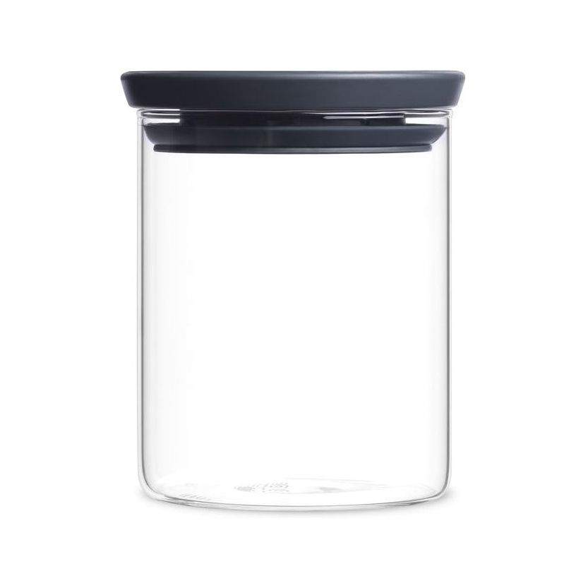 Brabantia Stackable Glass Jar - 0.6L - Dark Grey Lid