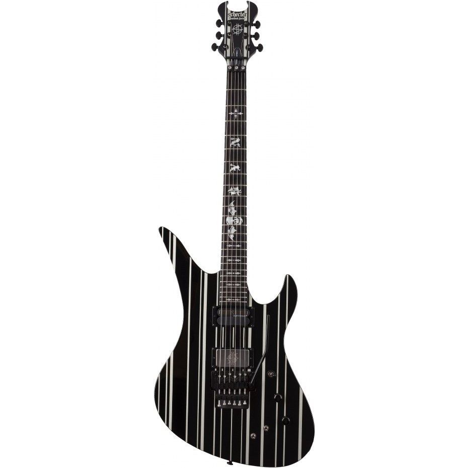 Schecter 1741 Electric Guitar Synyster Custom-S - Gloss Black With Silver Pin Stripes