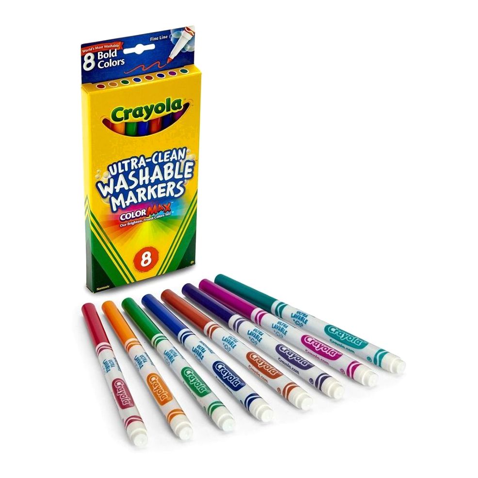 Crayola Washable Markers Fine Point Bold Colors (Set of 8)