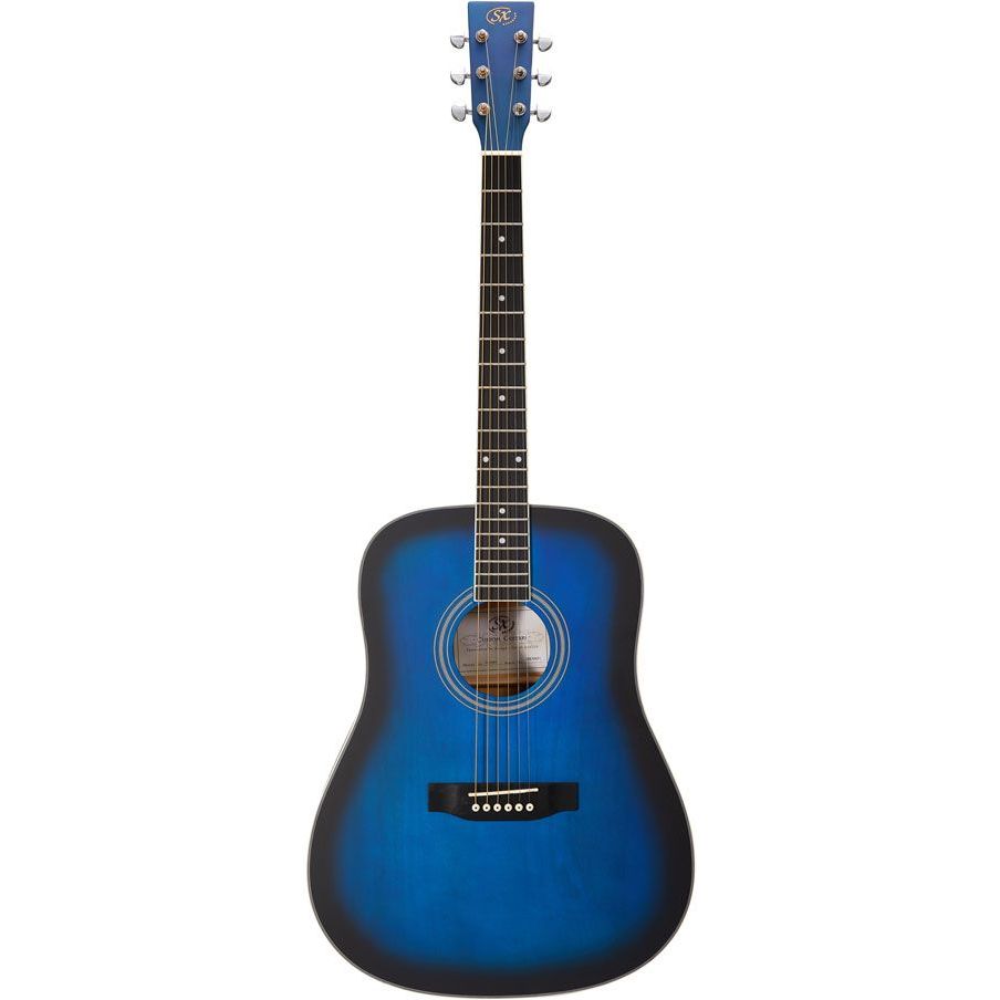 SX Guitar SD104GBUS Dreadnought Acoustic (Includes Free Softcase) - Gloss Blue Sunburst