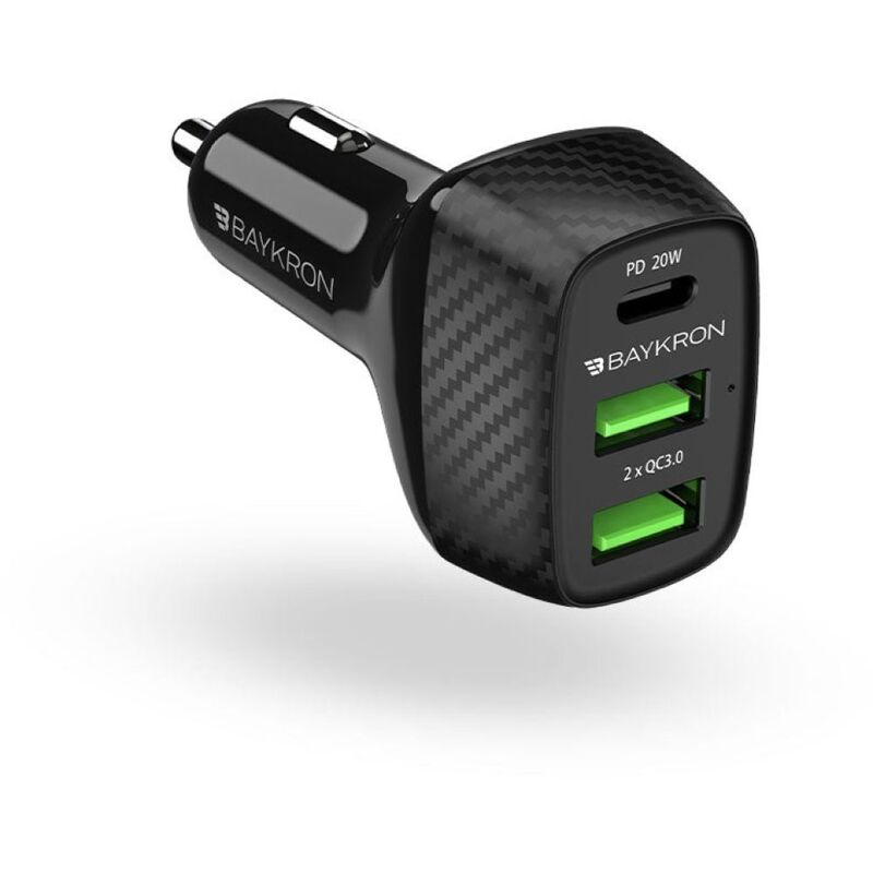 Baykron Car Charger With USB 3.0 A + USB 2.1 A/USB Type-C Power Delivery 20W Baykron Car Charger With USB 3.0 A + USB 2.1 A/USB Type-C Power Delivery 20W