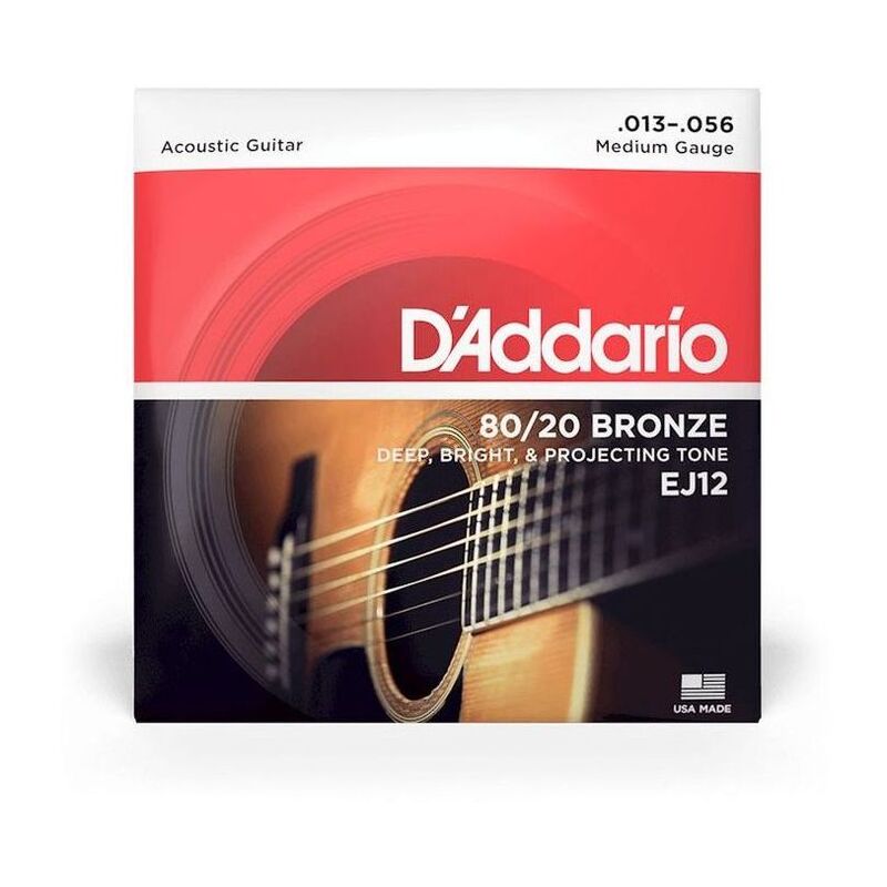 D'Addario EJ12 80/20 Bronze Acoustic Guitar Strings - Medium (13 - 56)