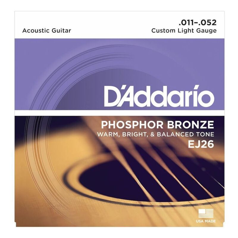 D'Addario Acoustic Guitar Strings Phosphor Bronze Wound - Custom Light (11 - 52)
