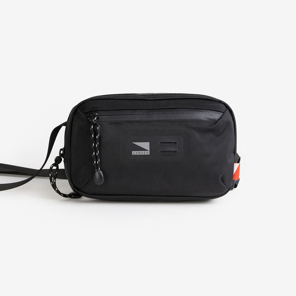 Lander Rambler Fanny Outdoor 1L Carry Pack With Straps + Pockets + Key Leash - Black