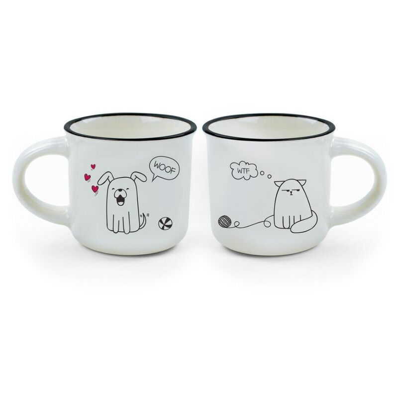 Legami Espresso for Two - Porelain Coffee Mugs 50 ml - Dog & Cat (Set of 2) Legami Espresso for Two - Porelain Coffee Mugs 50 ml - Dog & Cat (Set of 2)