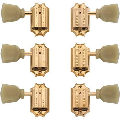 Gibson Accessories PMMH-020 Vintage Tuning Machine Heads - Gold with Green Buttons