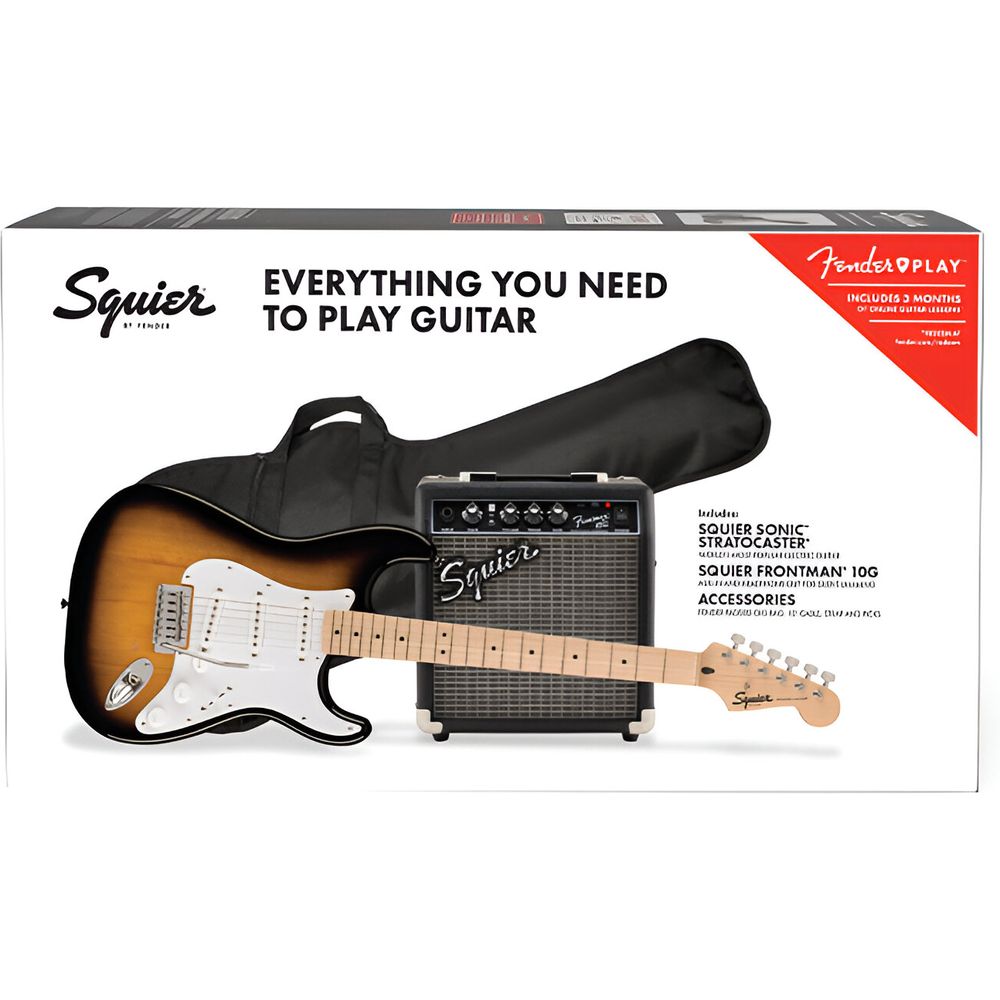 Fender Squier Sonic Stratocaster Electric Guitar with Amplifier Pack - Sunburst