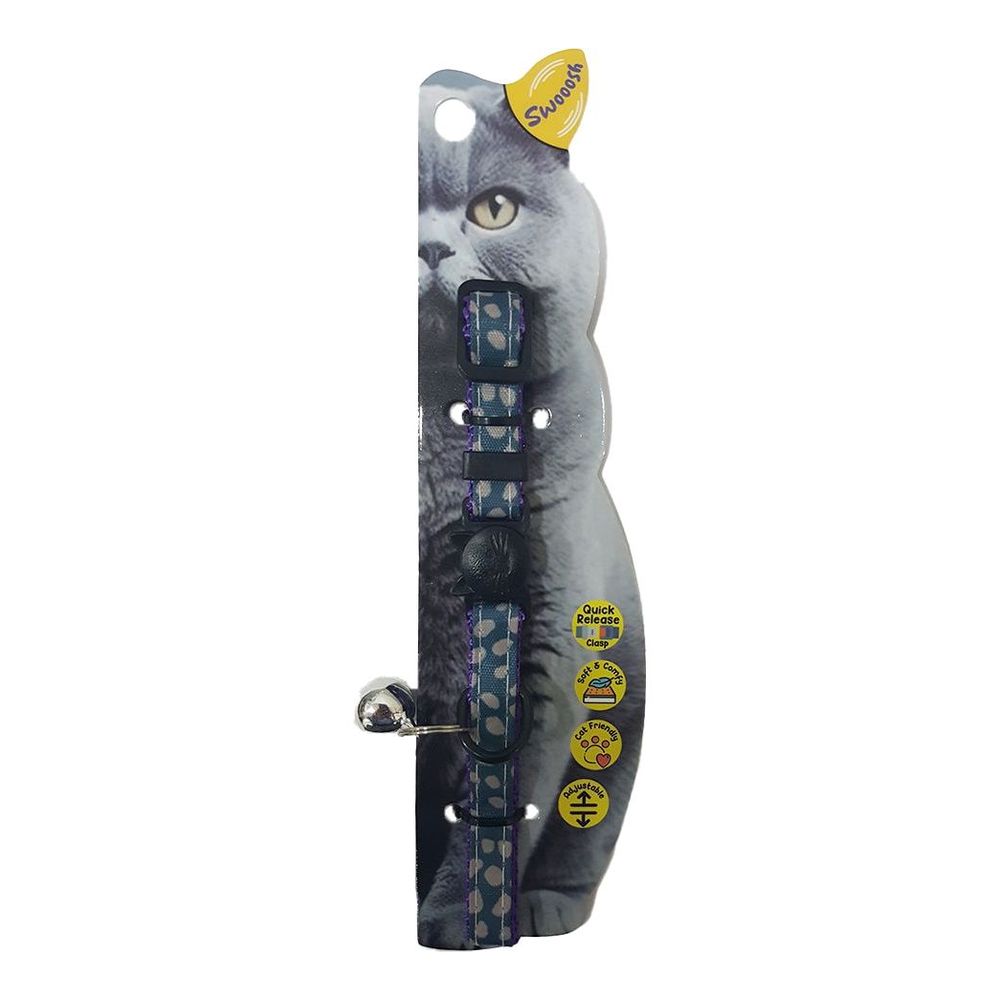 Swooosh The Polka Nylon Safe Cat Collar - Purple