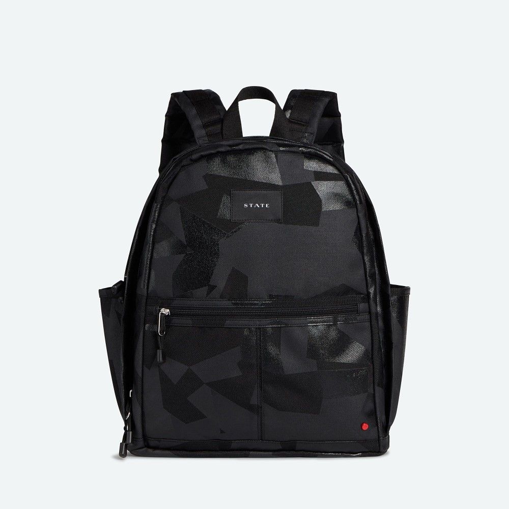 State Bags Highland Black Coated Camo Baby Bag Backpack