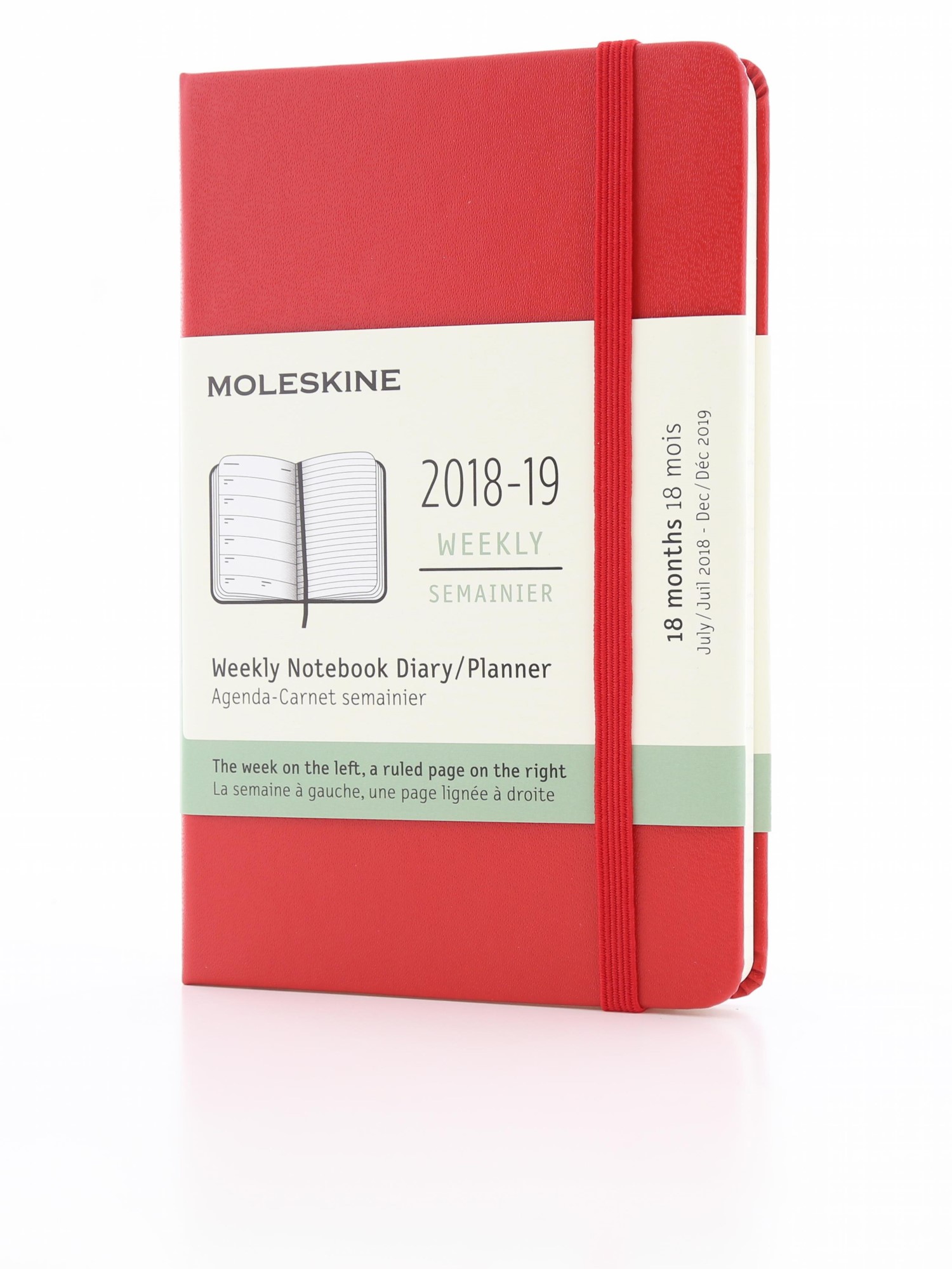 Moleskine 18M Weekly Notebook Pocket Scarlet Red Hard Cover