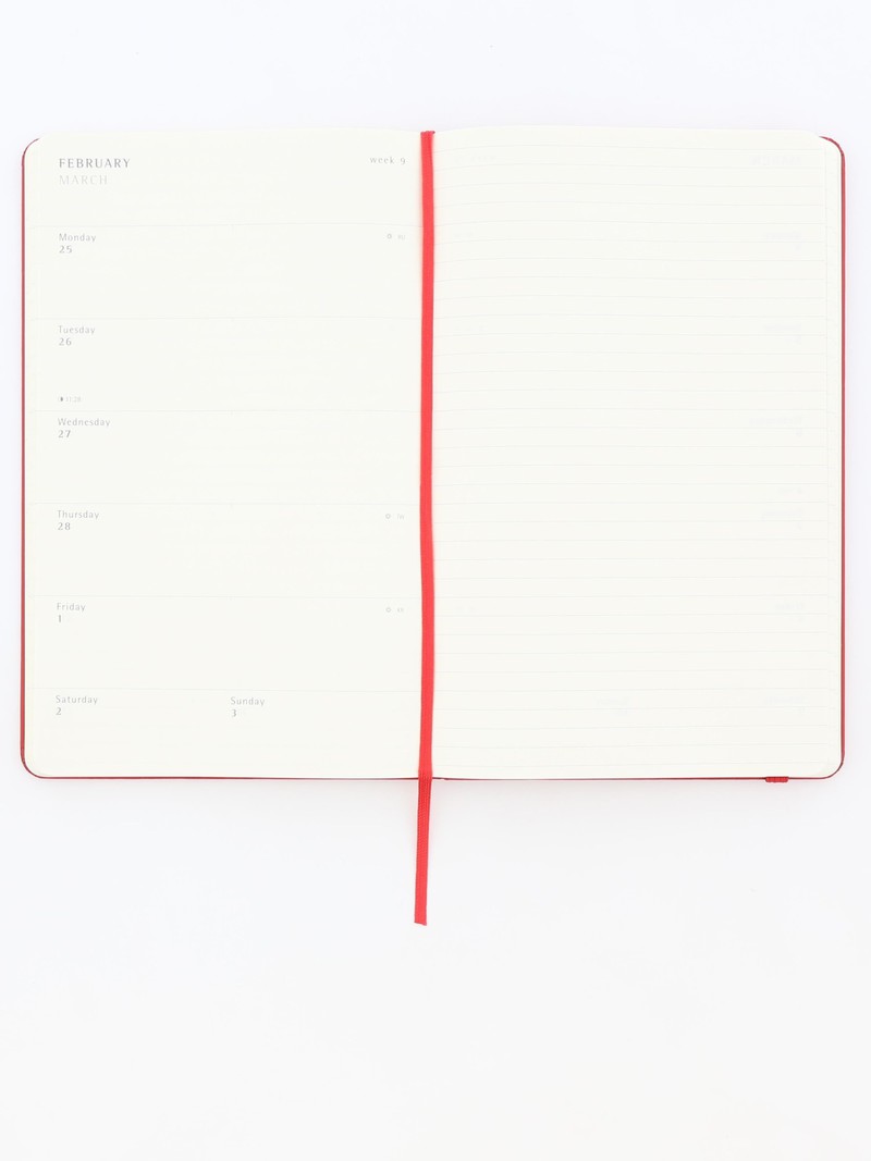 Moleskine 18M Weekly Notebook Large Scarlet Red Hard Cover