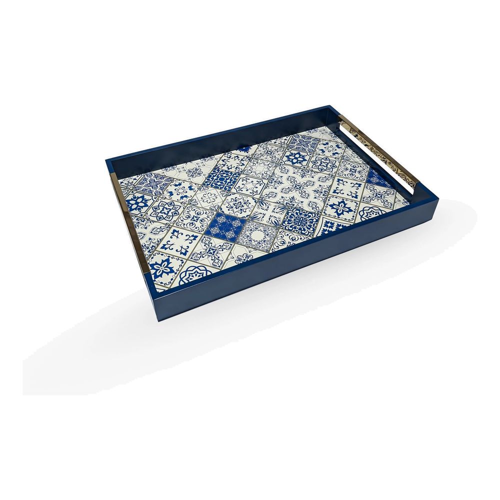Roomours Blue Gold Tray (48 x 33.5 x 5 cm)