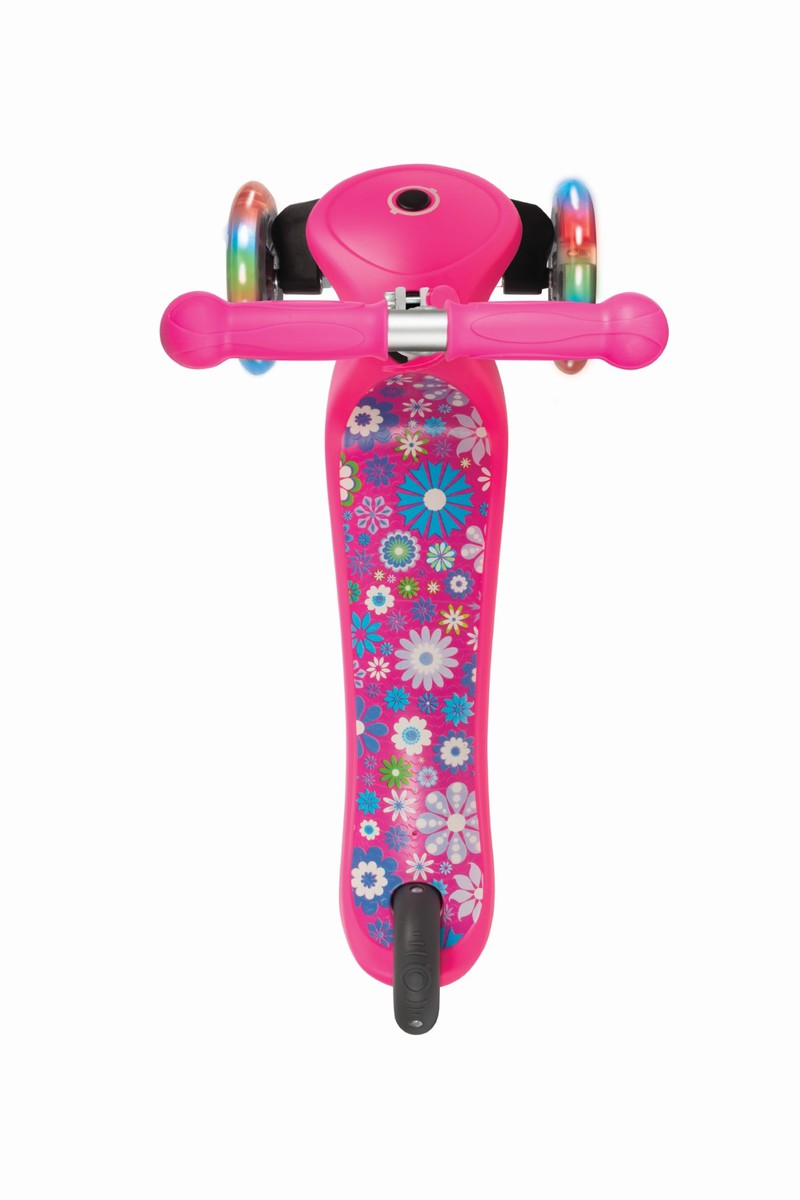 Globber Primo Fantasy Small Flowers Neon Pink 3-Wheel Scooter