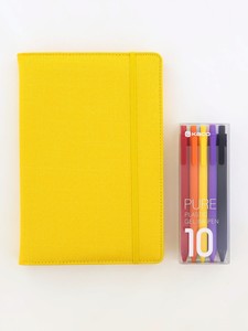 Kaco Memory Yellow A5 Notebook With Folder & Pure Soft Touch Gel Pen (10 Piece)
