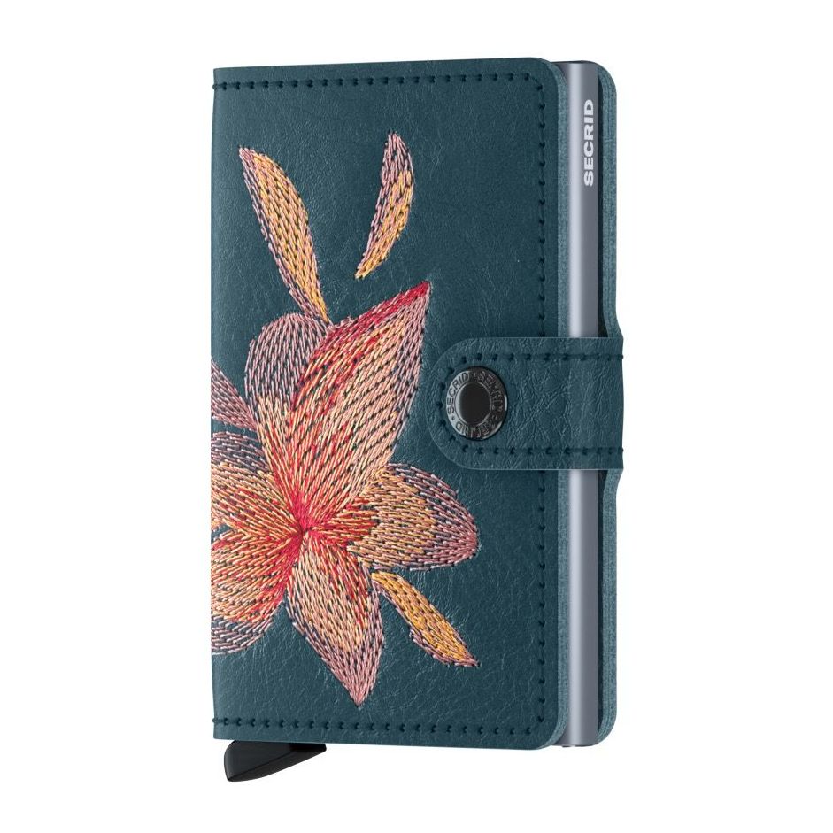 Secrid Miniwallet - Stitch Magnolia Leather - Petrolio