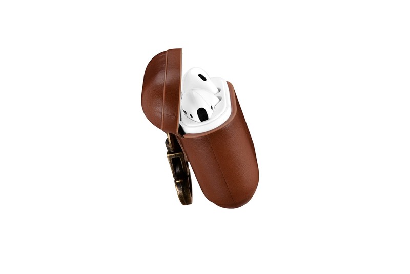 More.Plus Vintage Series Real Leather Case with The Metal Hook Brown for AirPods
