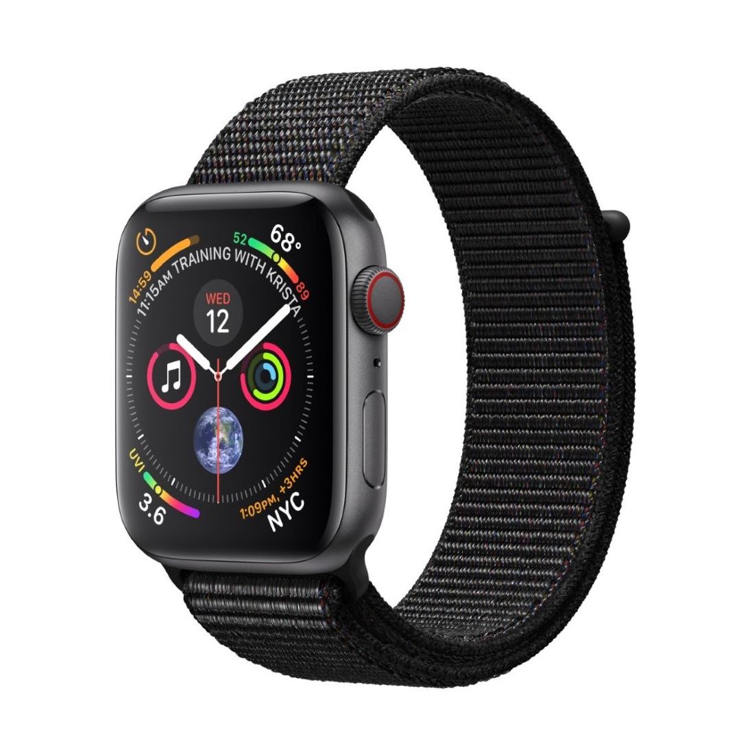 Apple Watch Series 4 GPS +Cellular 44mm Space Grey Aluminium Case with Black Sport Loop
