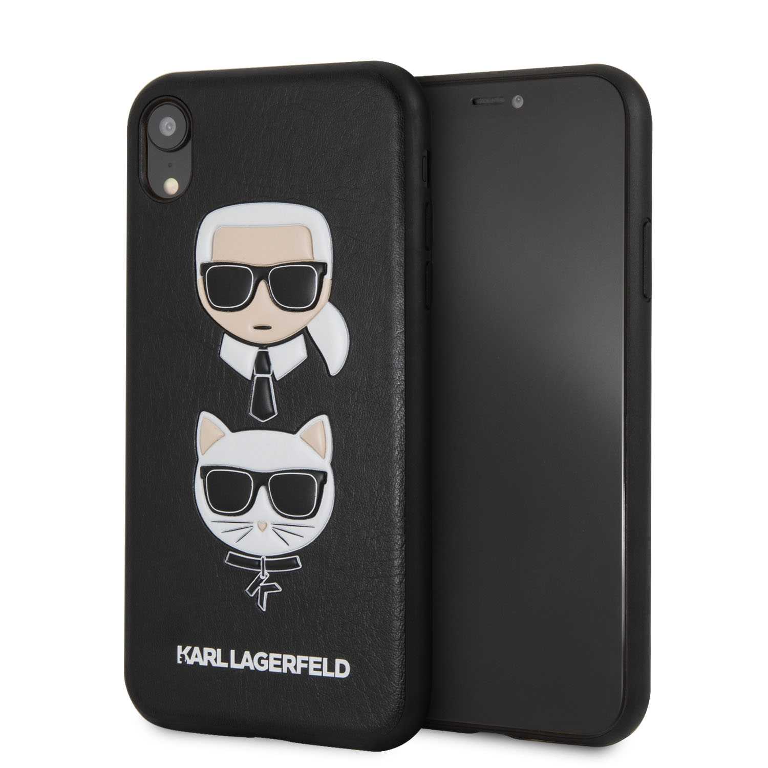 Karl & Choupette Leather Embossed Case Black for iPhone XR