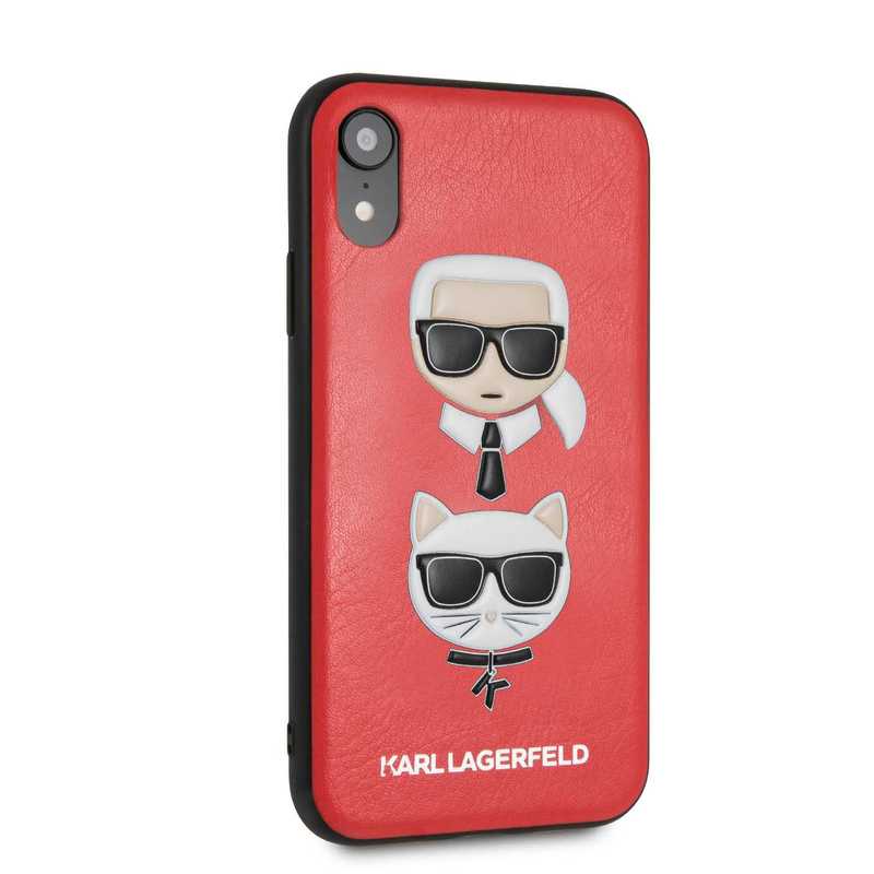 Karl & Choupette Leather Embossed Case Red for iPhone XR