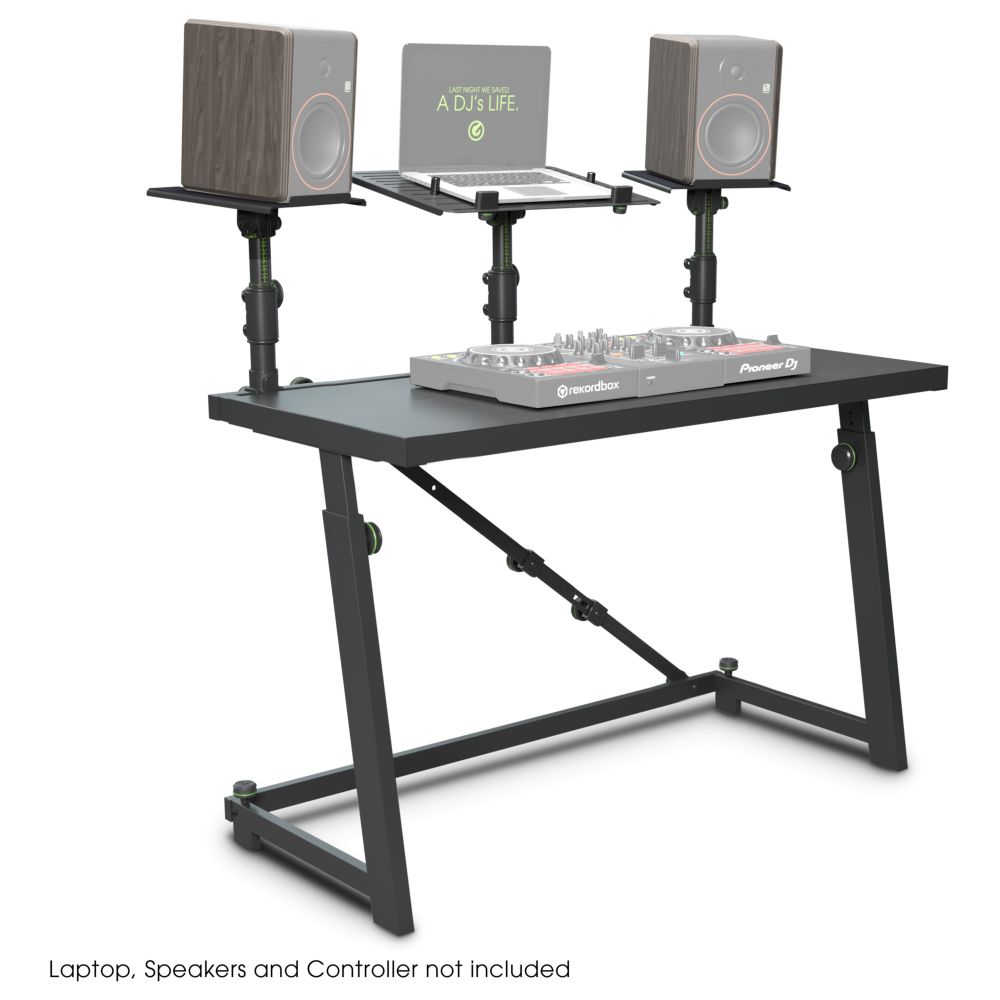 Gravity Stands Dj Desk With Adjustable Speaker And Laptop Trays - Black