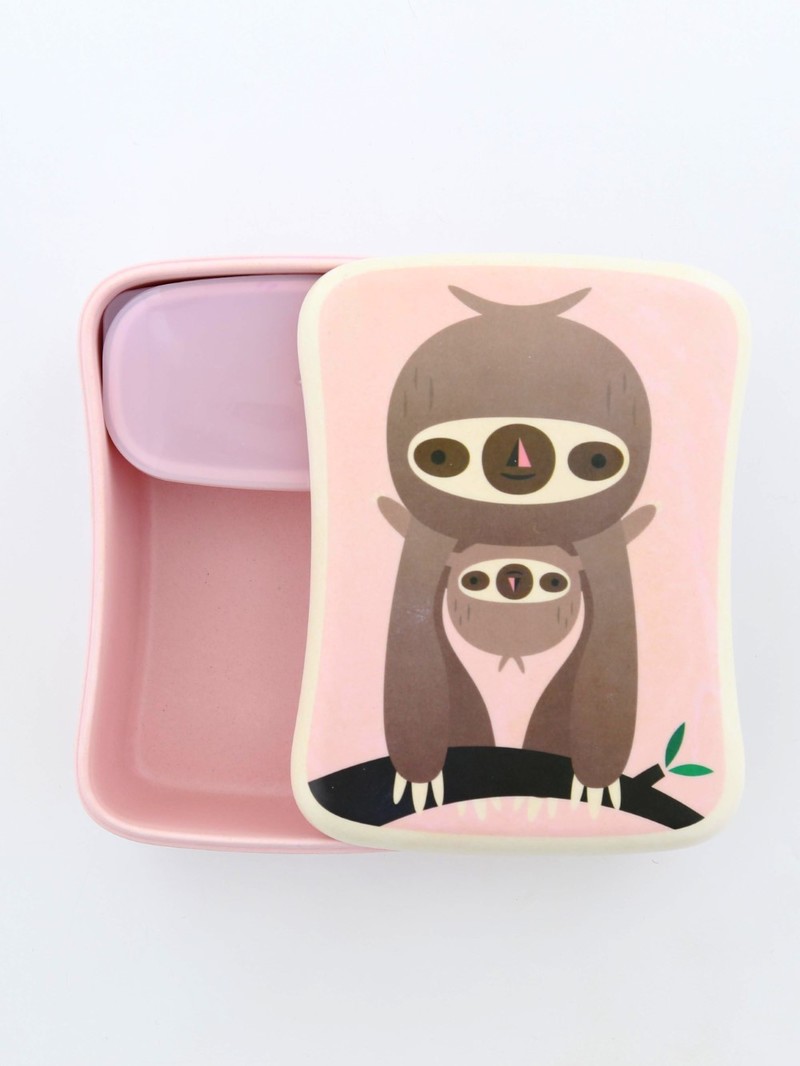 Petit Monkey Bamboo Lunchbox Sloth Pink