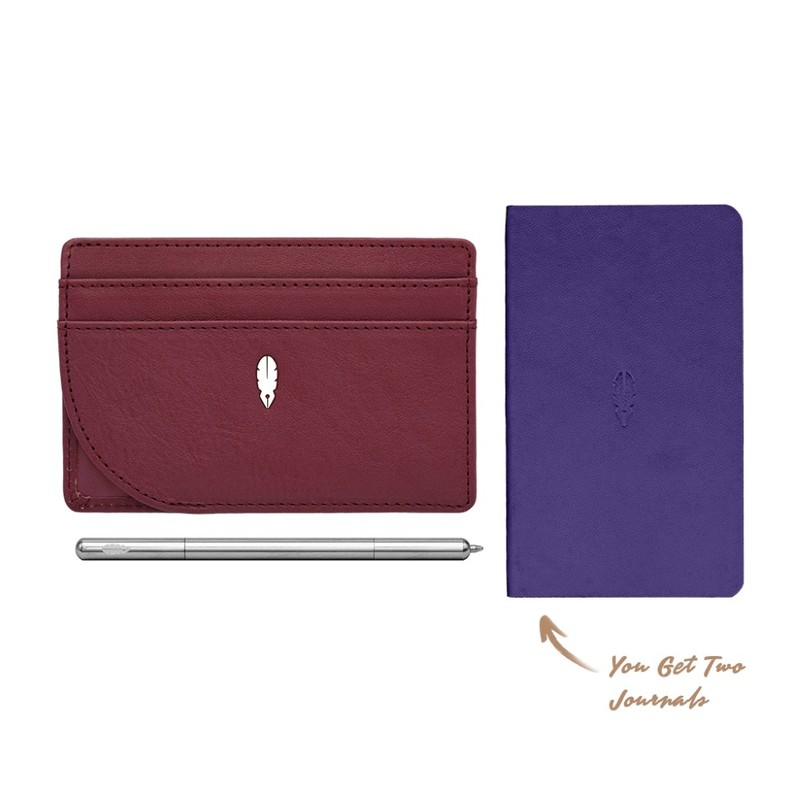 Inscribe Journals + Wallet + Pen Set Purple Crimson