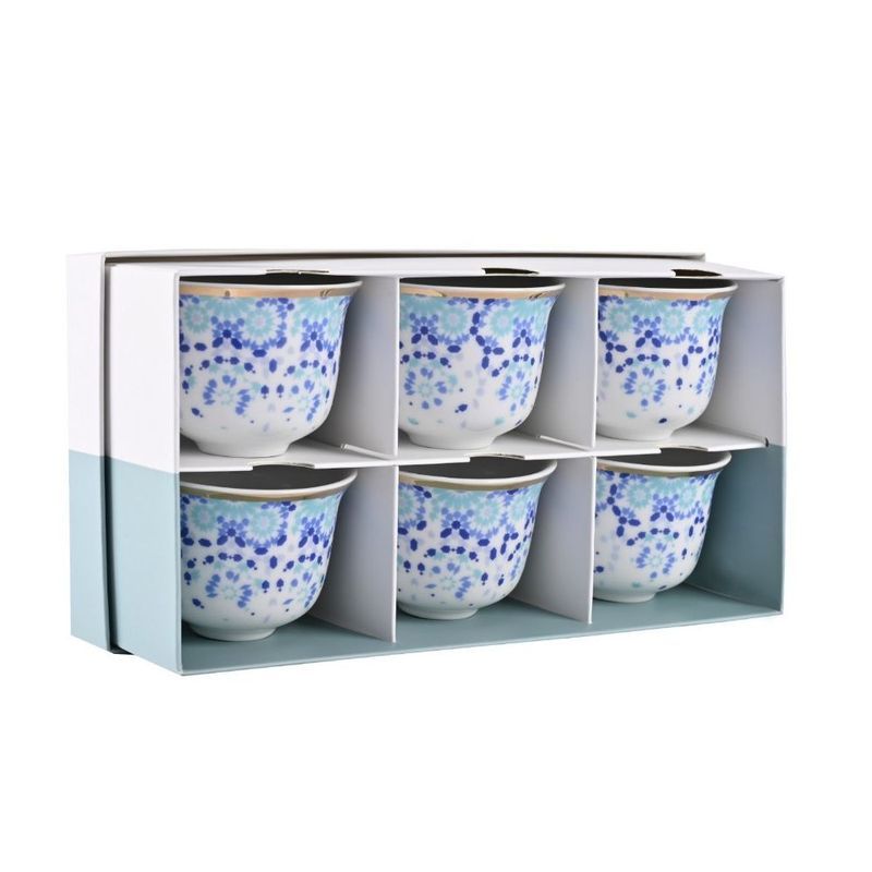 Silsal Gift Mirrors Arabic Coffee Cups in Gift Box Turquoise (Set of 6)