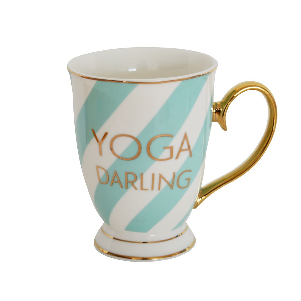 Typography Mug Aqua Stripes Yoga Darling