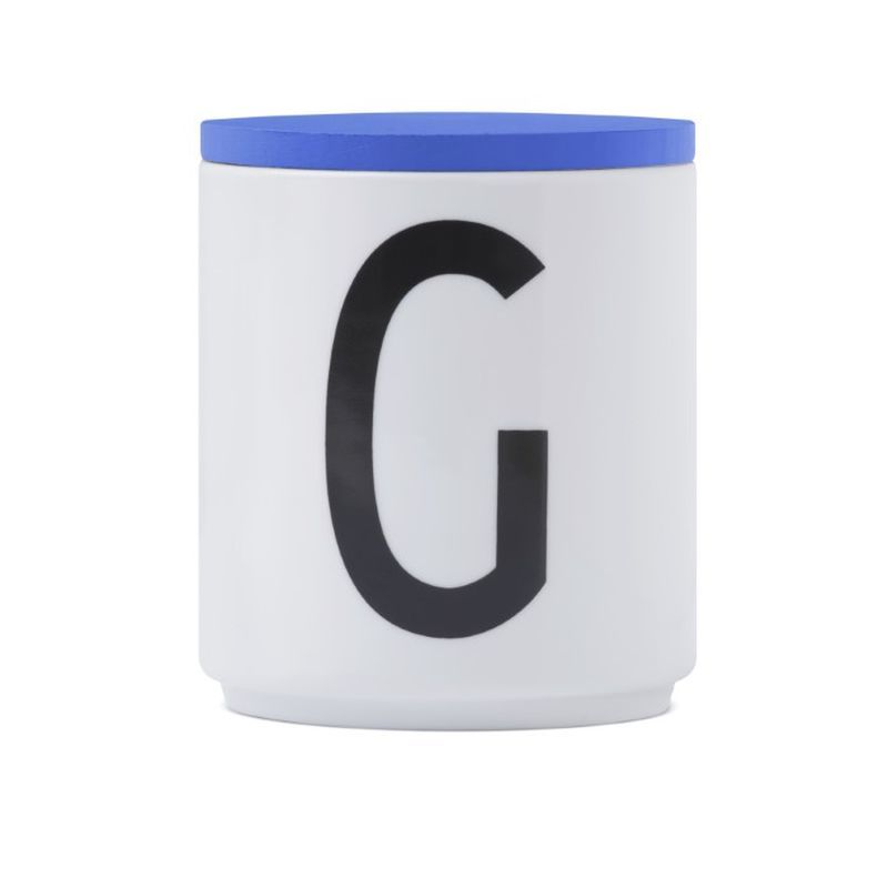 Design Letters Wooden Lid For Porcelain Cup Blue