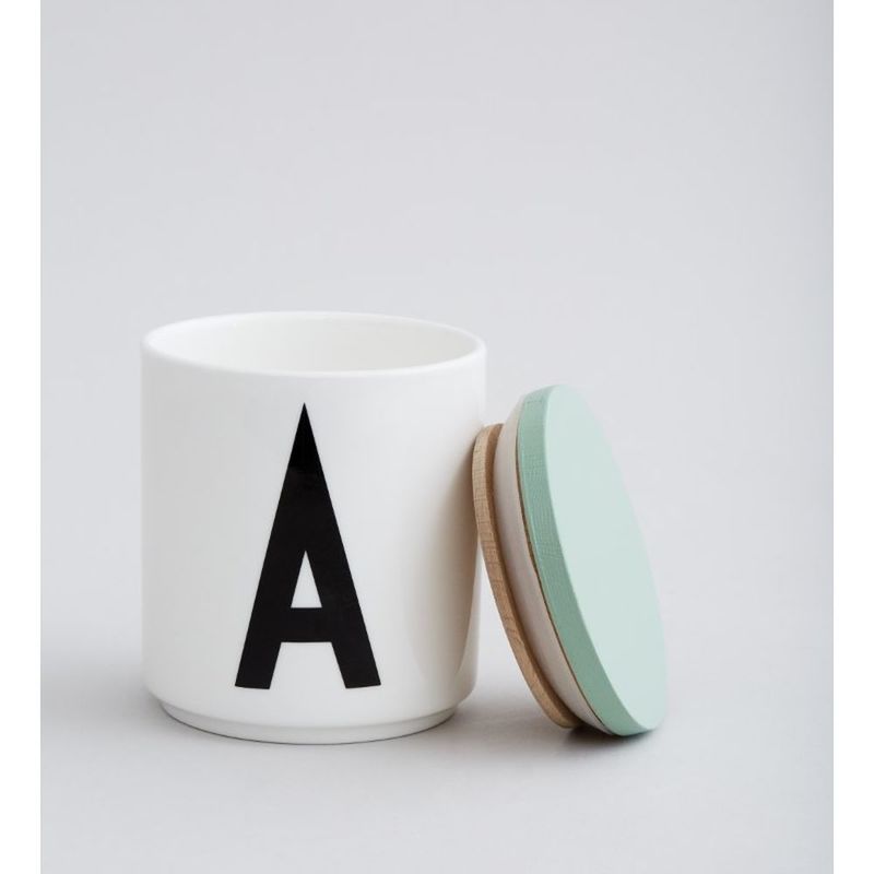 Design Letters Wooden Lid For Porcelain Cup Green
