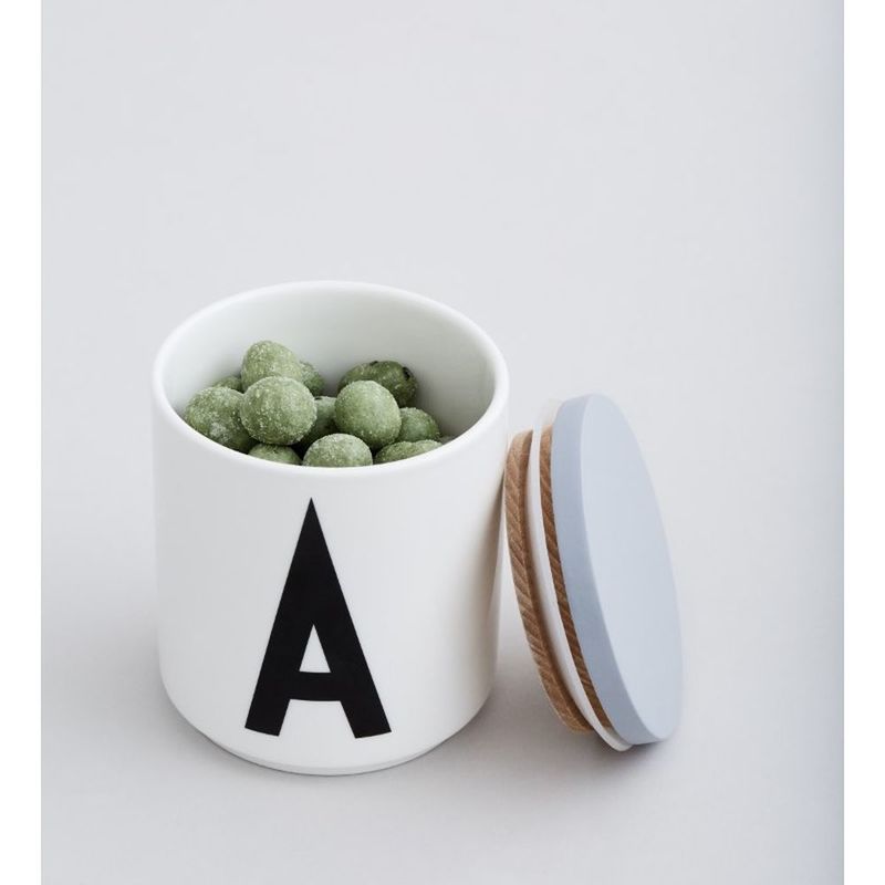 Design Letters Wooden Lid For Porcelain Cup Black