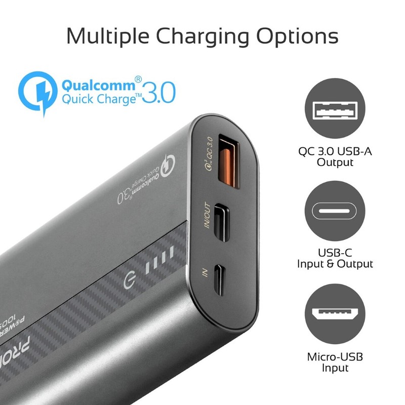 Promate Powertank-10 Grey 10000mAh Metallic Power Bank