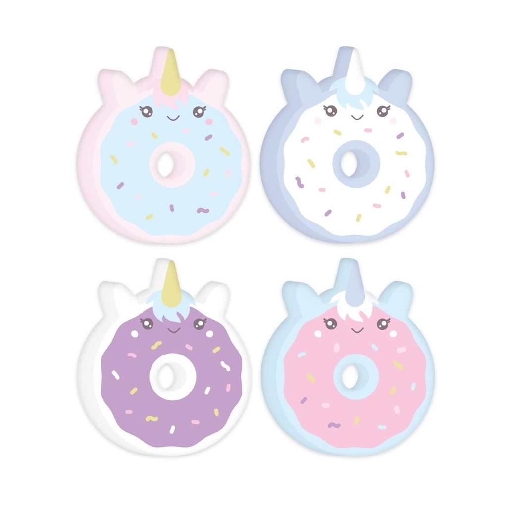 Happy Zoo Unicorn Doughnut Erasers (Set of 4)