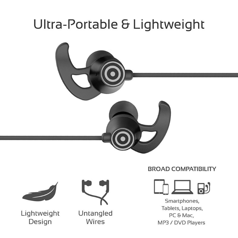 Promate Swift Black Heavy Bass Wired Earphones with In-Line Mic