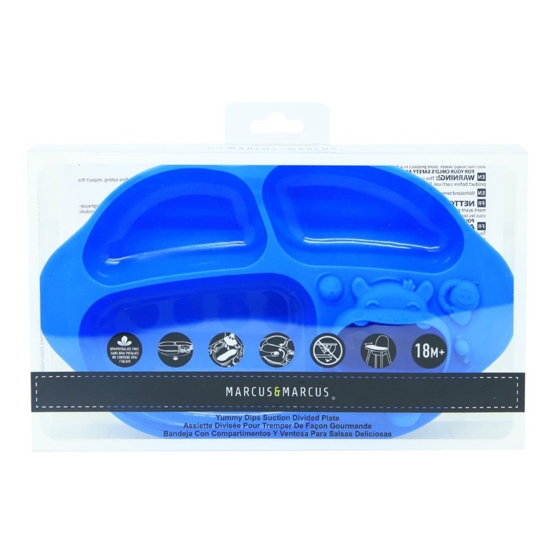 Marcus N Marcus Yummy Dips Suction Divided Plate Lucas Blue Baby Mat