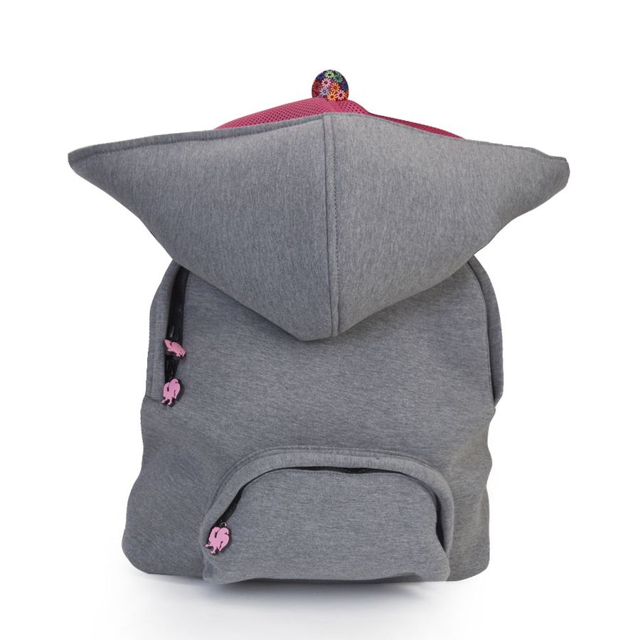 Morikukko Skool Grey Neon Yellow Hooded Backpack
