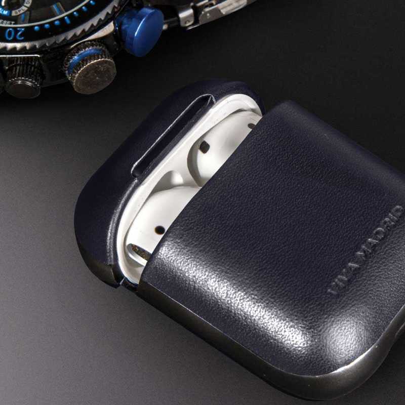 Viva Madrid Airex Vellum Leather Case Navy for Apple AirPods 1