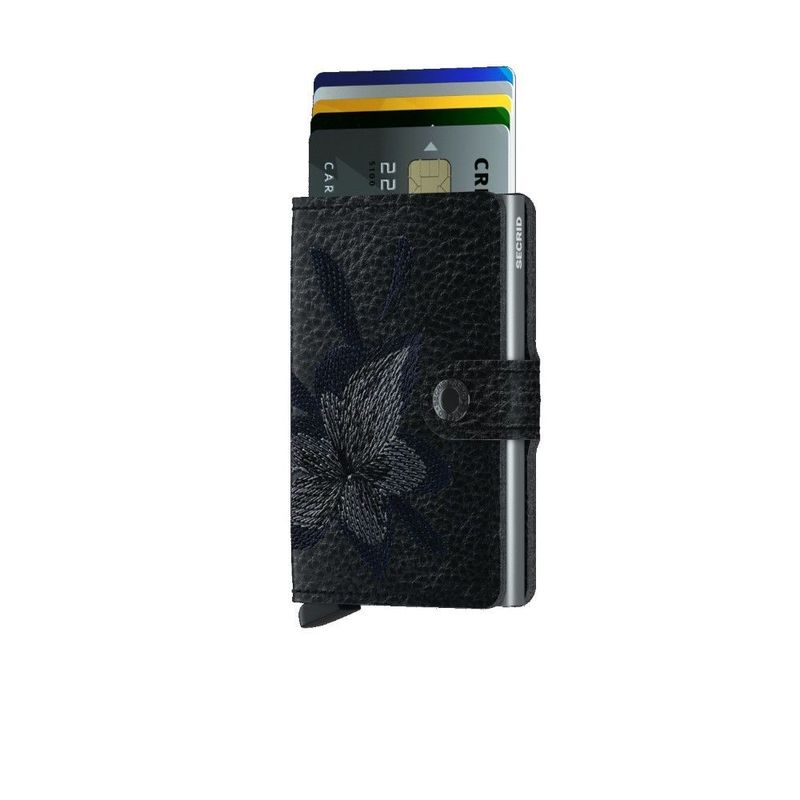 Secrid Miniwallet - Stitch Magnolia Leather - Black