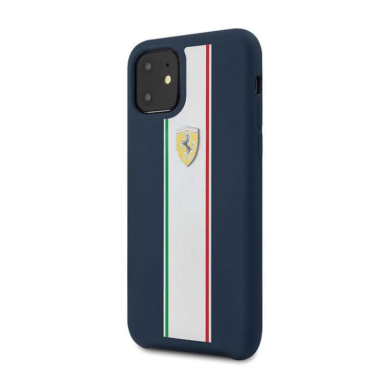 Ferrari On Track & Stripes Silicon Case Navy for iPhone 11