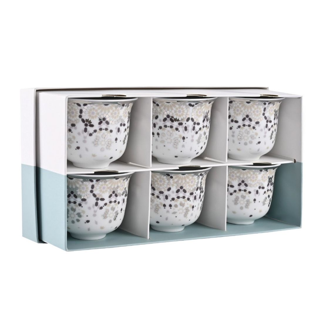 Silsal Mirrors Arabic Coffee Cups Silver Gift Box Set of 6