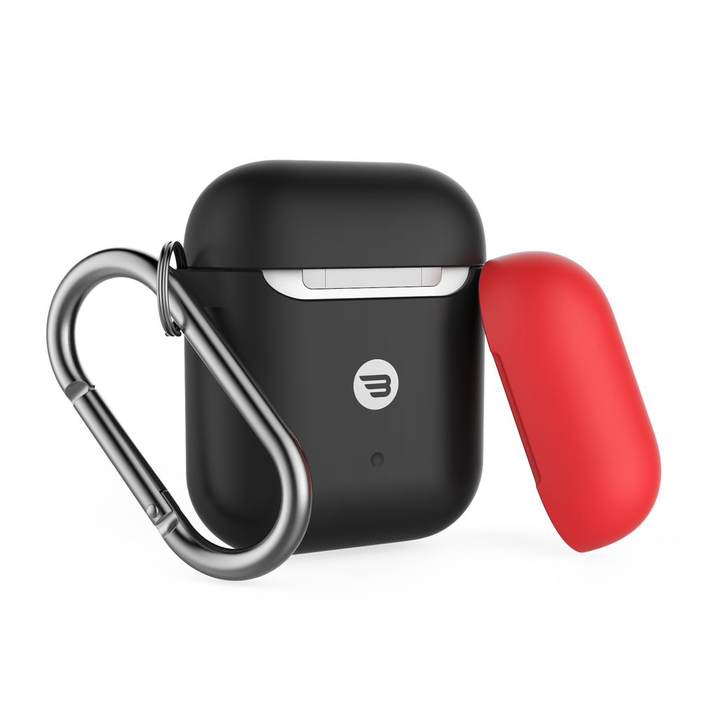 Baykron Silicone Case Black + Red Cap for AirPods